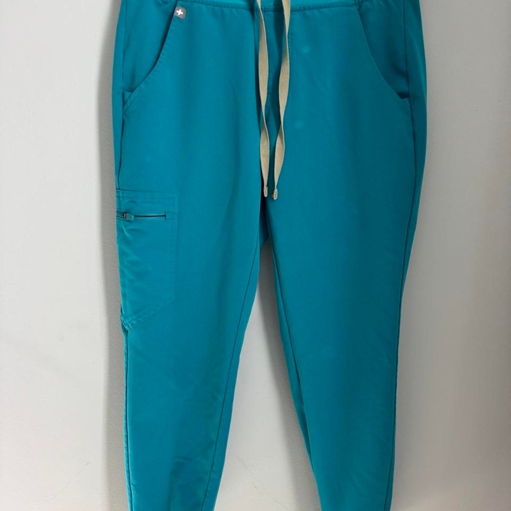 FIGS teal scrub pant with side zip EUC size XS